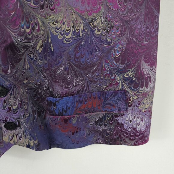 Michael Kensinger San Francisco Mens S Vest Marbled Purple Black Dressy Button - Picture 6 of 13